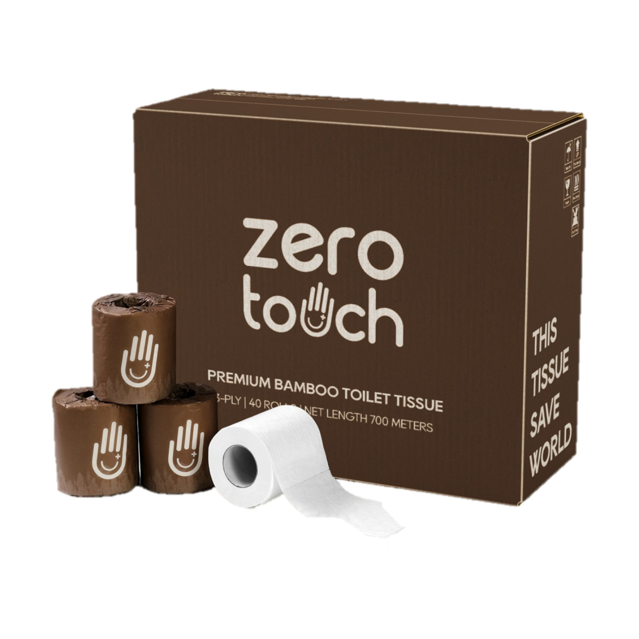 ZERO-TOUCH ทิชชู่เยื่อไผ่จากธรรมชาติ 100% แบบม้วนเล็ก